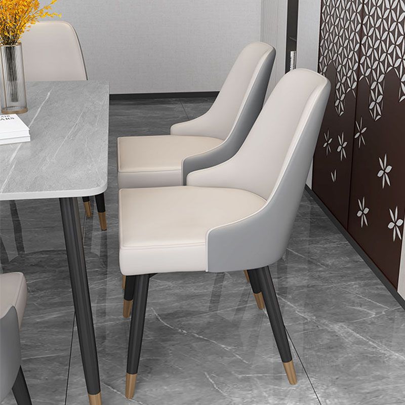 Sillas sin brazos de comedor de metal Glam, sillas de comedor tapizadas Parsons para restaurante