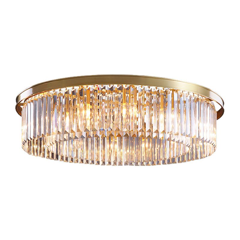 Modern Flush Mount Beleuchtung Gold Drum Flush Deckenleuchte Licht mit Crystal Shade