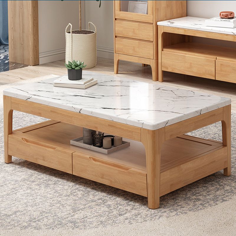 Modern 4 Legs with Storage Drawers Rectangular Single Coffee Table