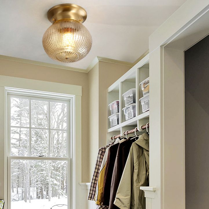 Glass Ceiling Light Fixture Simplistic Gold Round Aisle Ceiling Fixture