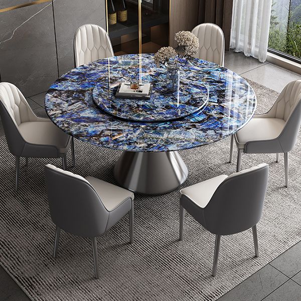 Metal Pedestal Dining Table Round Stone Top Dining Table for Dining Room