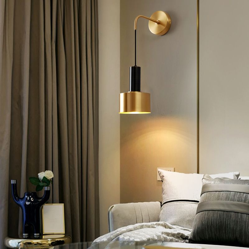 1 Light Cylinder Wall Sconce Modern Style Metal Sconces for Bedroom