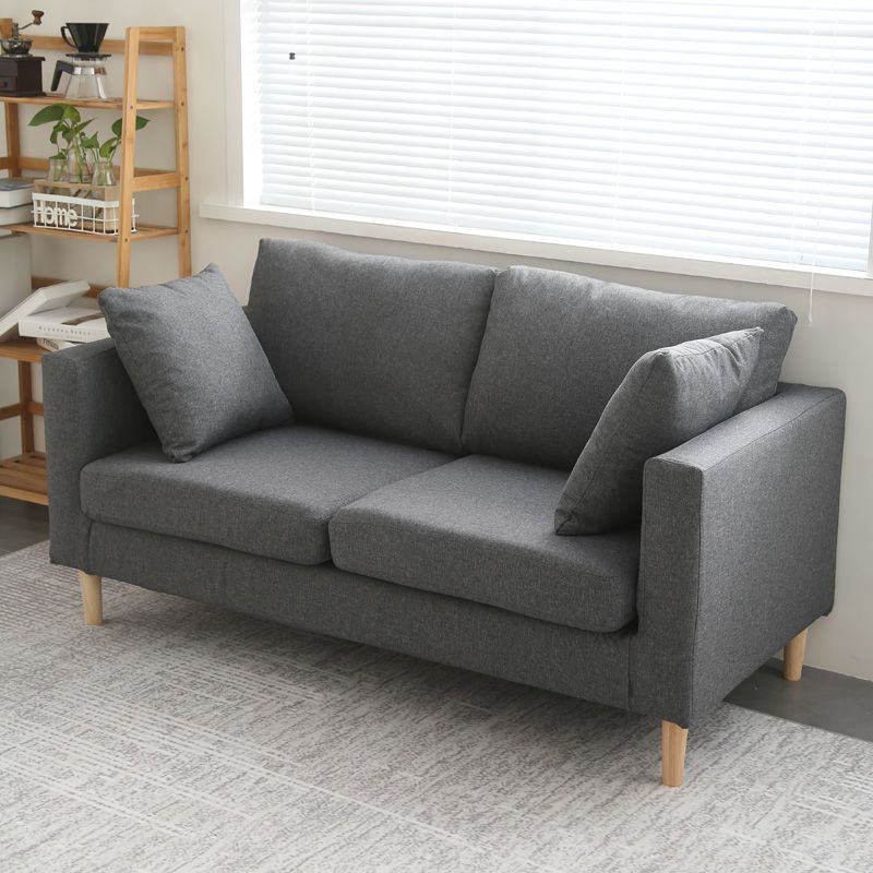 Polish Finish Sofa Square Arm Sofa Loose Back Loveseat For Apartment and Room