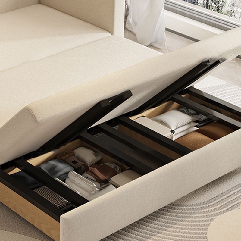 31" Wide Scandinavian Sleeper Sofa Futon Beige Foldable Sleeper Sofa