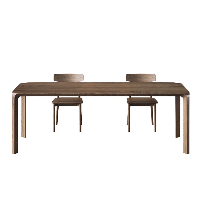Solid Wood 4 Legs Dining Site Table Modern Rectangle Fixed Dinette Table