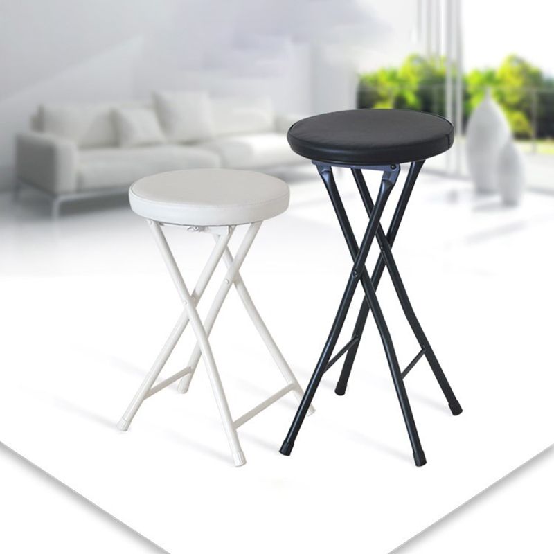 Modern Counter Chair Foldable Bistro Round Shape Cushion Chair with Metal 4 Legs