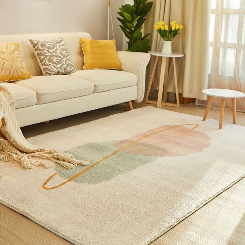 White Color Lump Carpet Polyester Casual Carpet Washable Carpet for Drawing Room