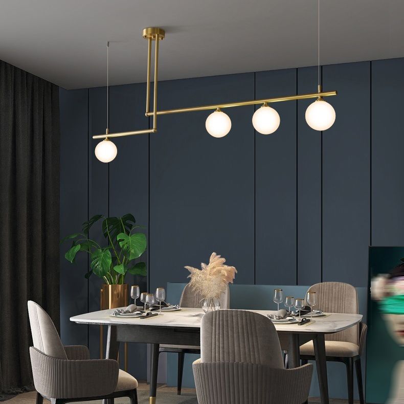 Simple Island Lighting Fixture Glass Hanging Light for Dining Room