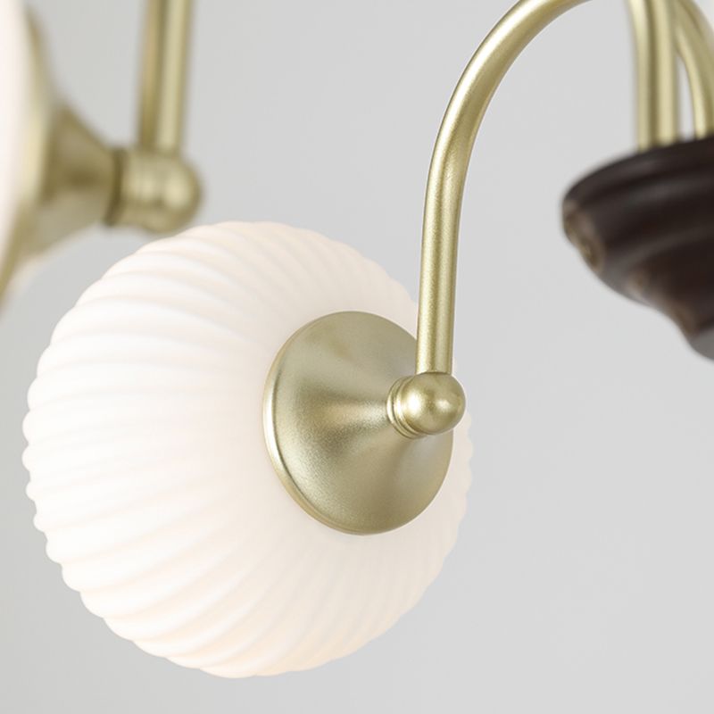 Bowl Shade Hanging Light Modern Style White Glass Chandelier for Living Room