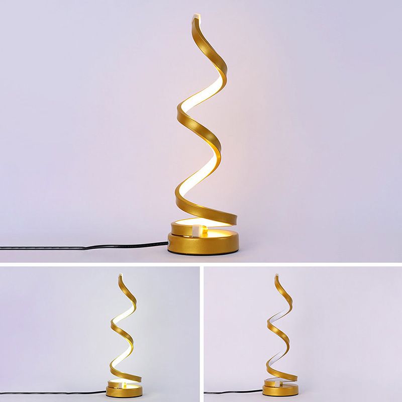 Spiral Night Table Light Contemporary Style Metal LED Table Light for Bedroom