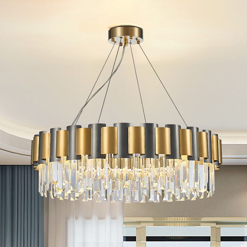 Duidelijke kristal gelaagde ijsbeurt hanglamp Modern 8/12-licht Golden Hanging Chandelier