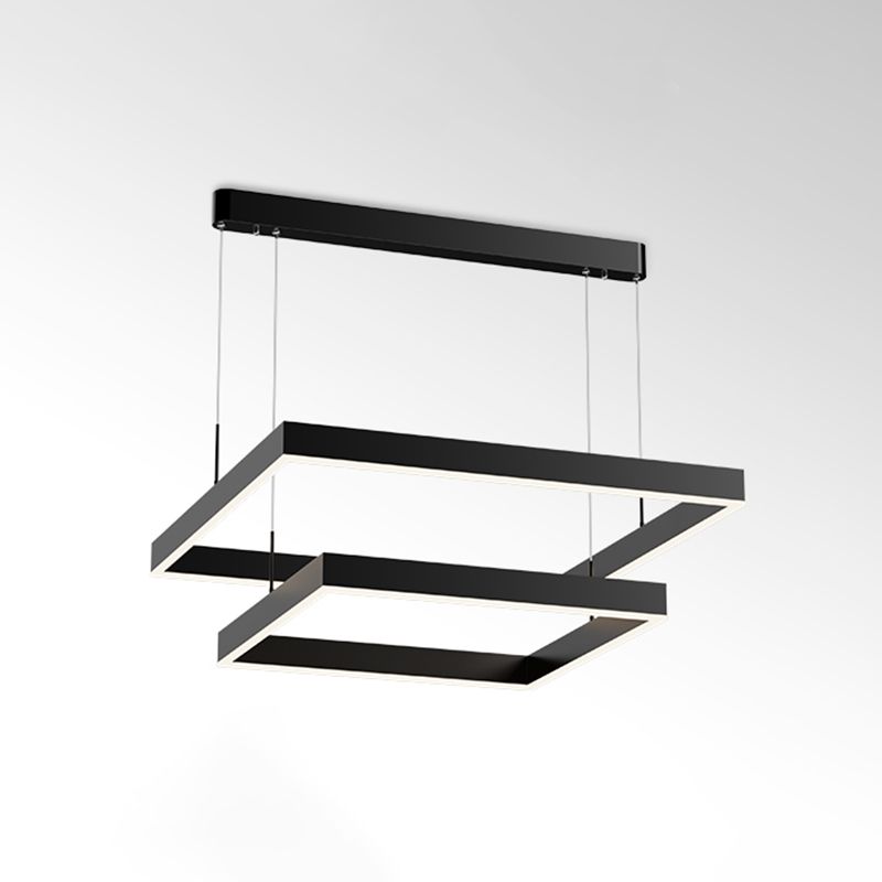 Geometry Shape Hanging Lamp Fixture Modern Style Pendant Lamp in Black for Living Room