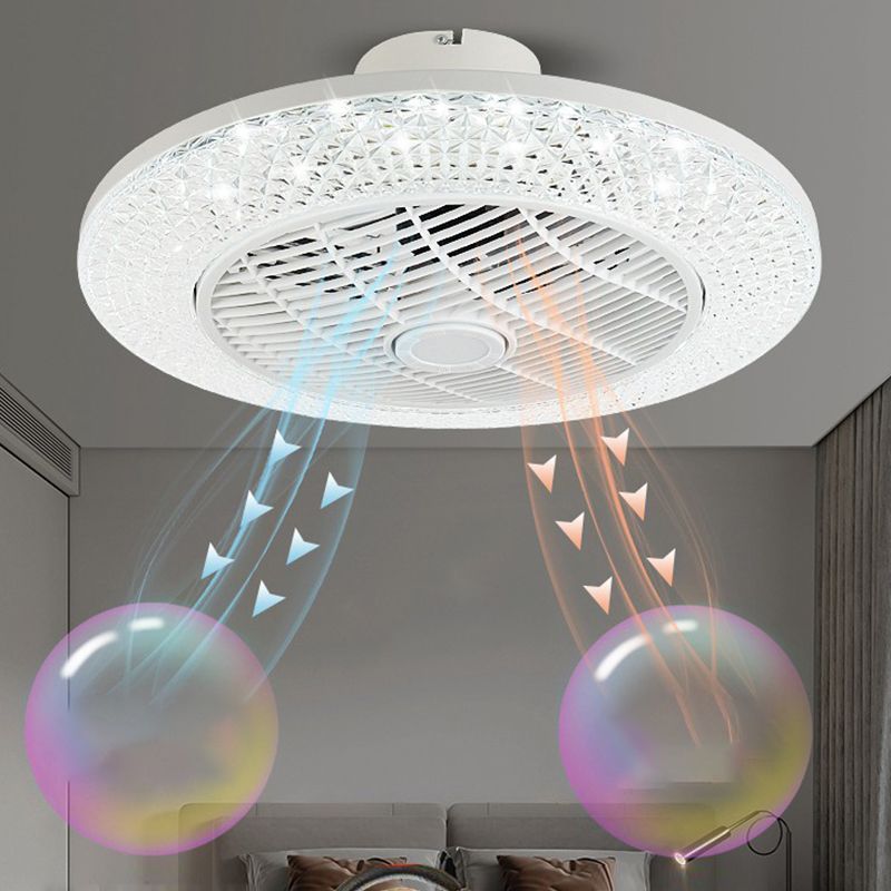 Illuminazione a ventola rotonda saldata fredda minimalista acrilico bianco semifulco per camera da letto