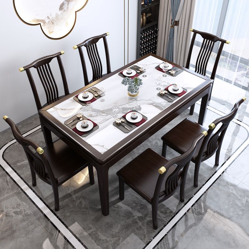Rechthoek houten kleur eettafel gesinterde stenen tafel halverwege de eeuw met 4 poten