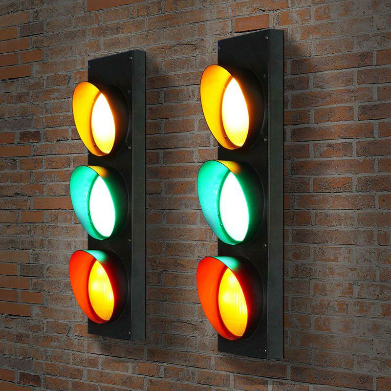 Ampelbrett Wandbeleuchtung dekoratives Metall Restaurant Wandleuchte Licht in Schwarz