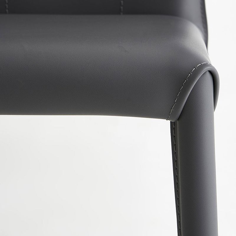 Modern Faux Leather Low Back Armless Bar Stools with Metal Base