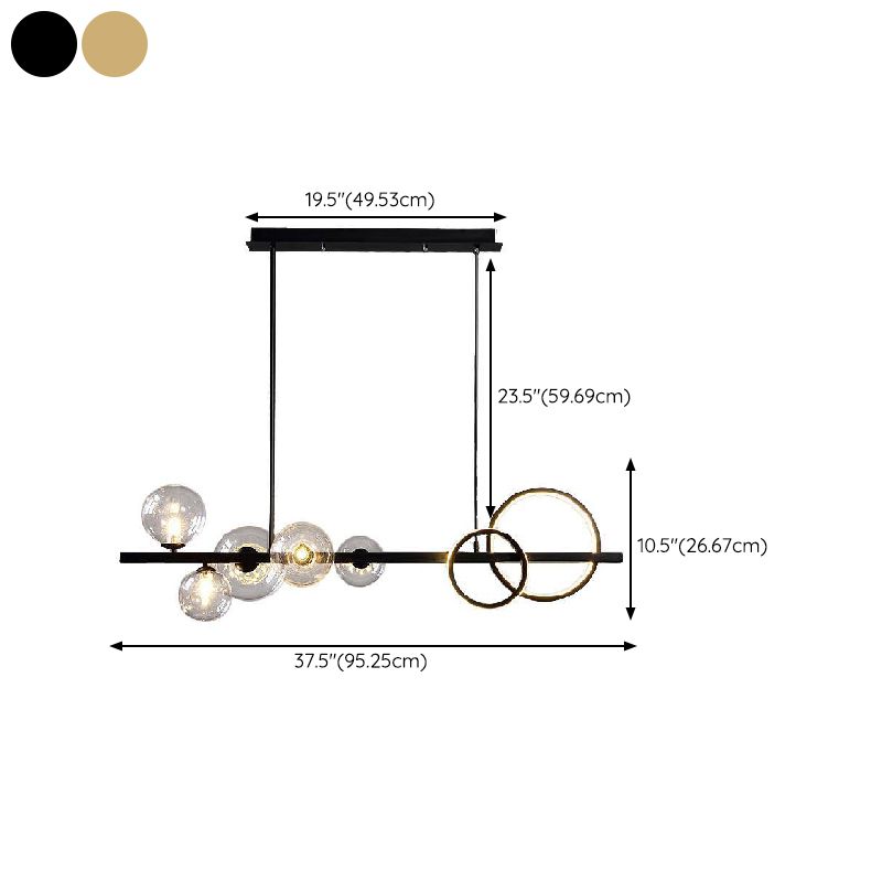 Black 7-Light Modernism Ceiling Light LED Kitchen Island Lighting for Foyer