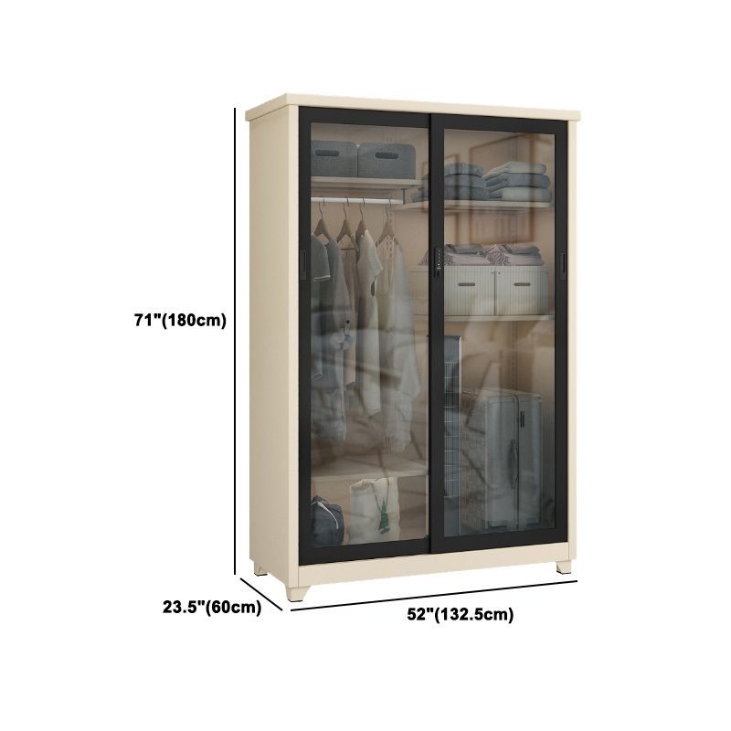 Contemporary Style 1-Door Wardrobe Glass Wardrobe Closet with Shelves