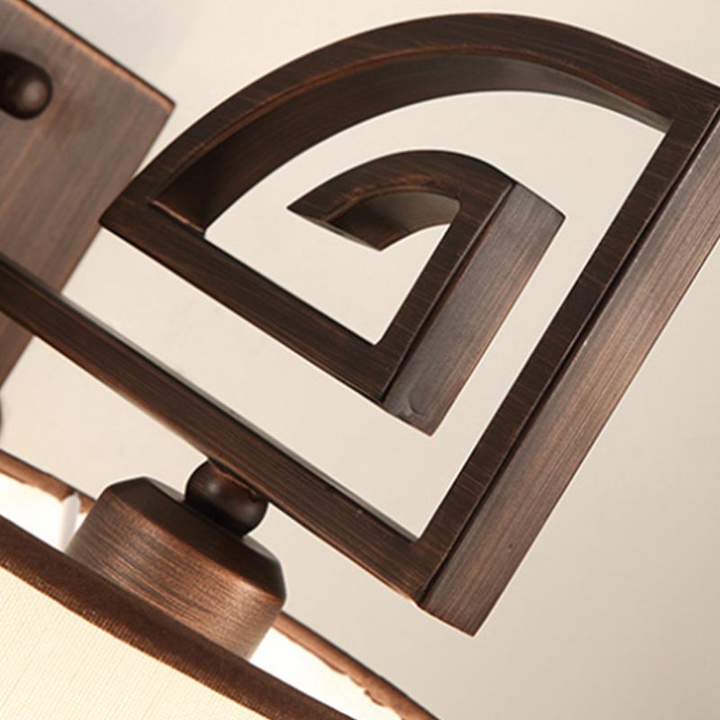 Fabric White Wall Light Fixture Cylinder 1 Light Traditional Sconce for Living Room with Metal Backplate