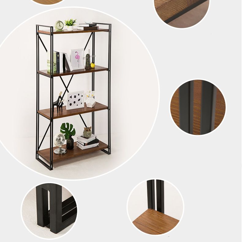 Libreria in stile industriale scaffale aperto in legno massiccio per home office