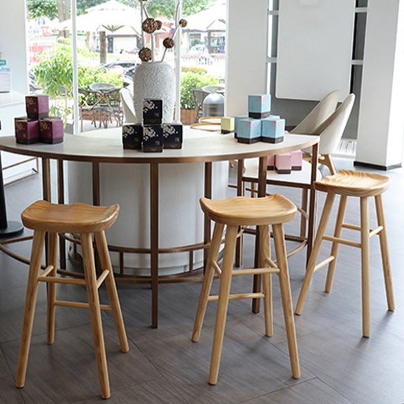 Modern Backless Counter Stool Armless Solid Wood Footrest Bar Stool