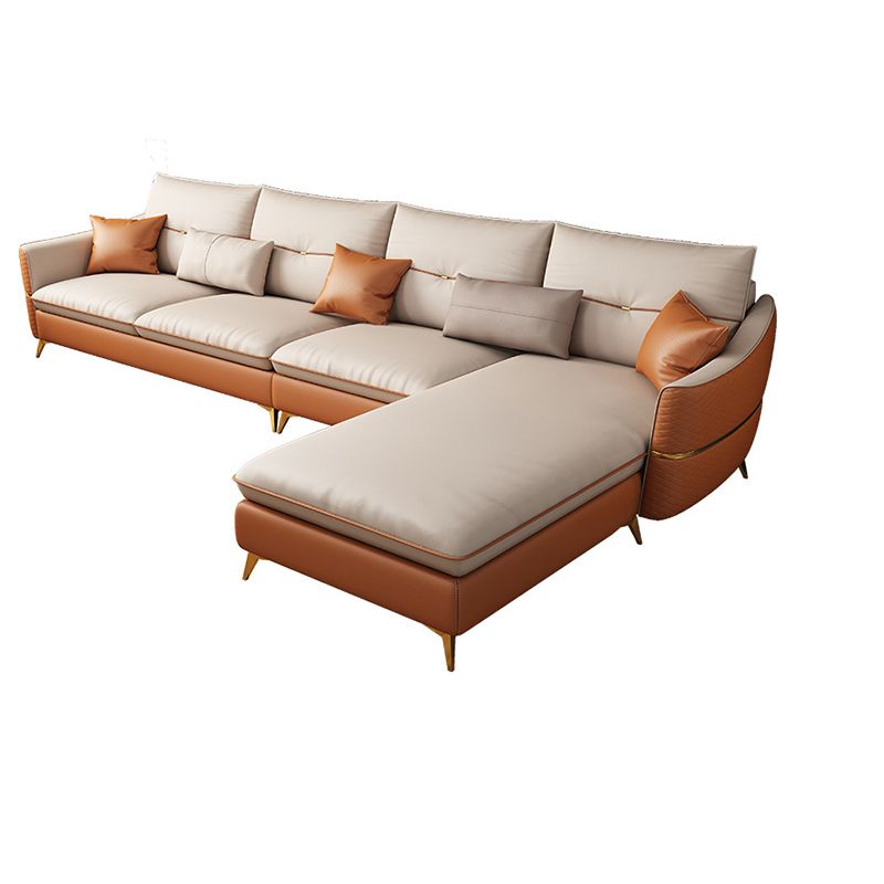 4-seat Luxurious Sectional with Pillows Sloped Arm Sectional