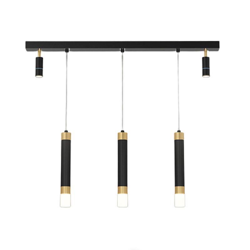 Metal Linear Hanging Lamps Simplicity Pendant Light Fixture in Black