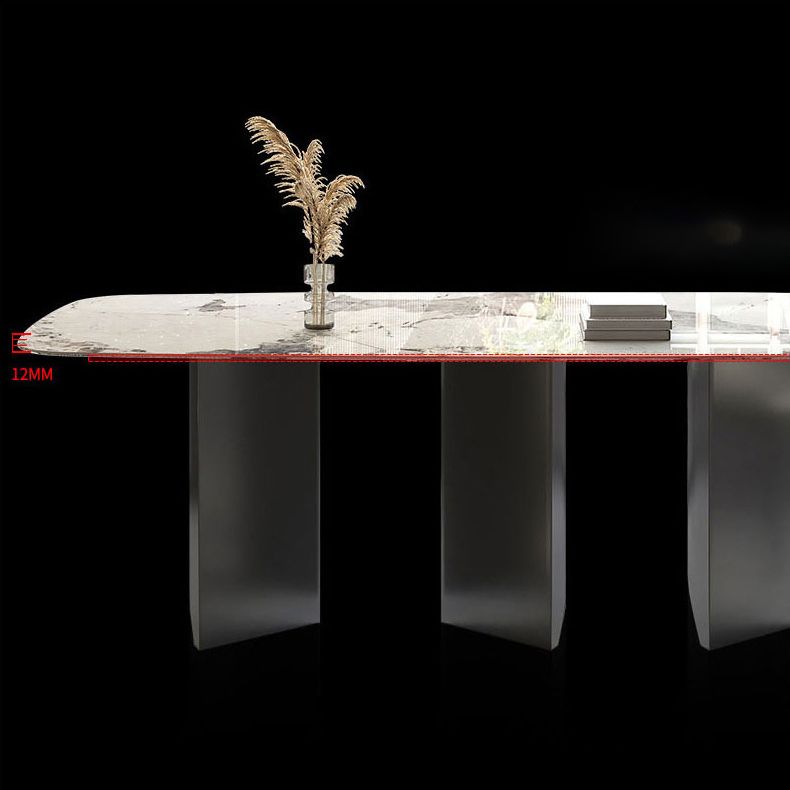 Minimalist Traditional Height Faux Marble Top Dining Table Rectangle Dining Room Set For Home