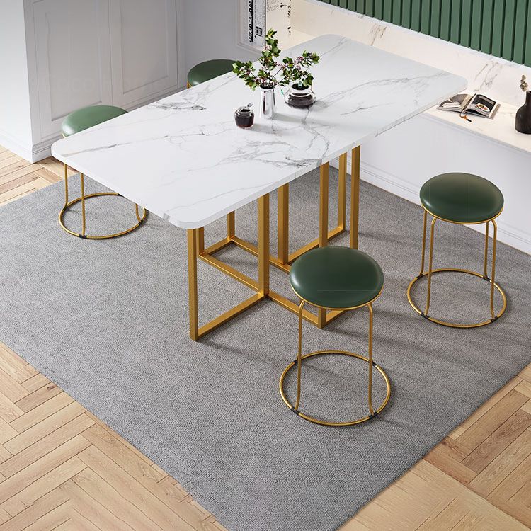 Mesa de comedor rectangular plegable de 59 '' en mesa moderna y moderna blanca con base de caballete