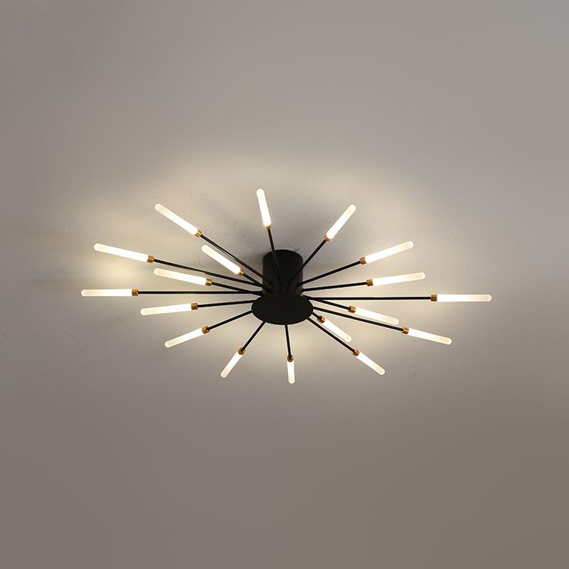 Modern Style Linear Shade Ceiling Lamp Metal 1 Headed Ceiling Lighting for Living Room