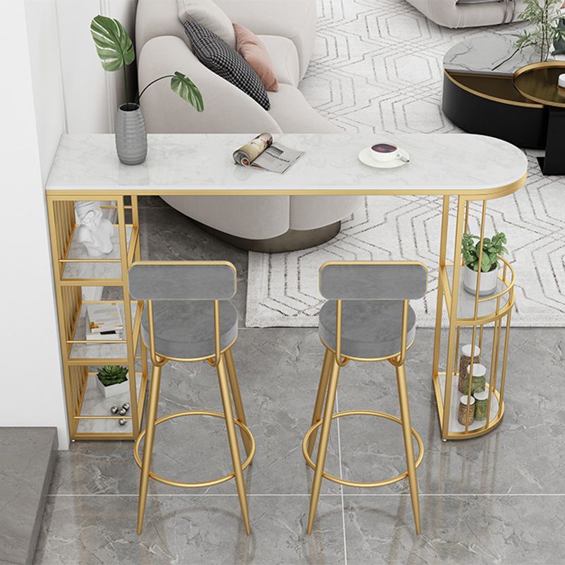 Indoor Stone Sled Cocktail Bar Table Modern Fixed Table Storage Bar Height Table