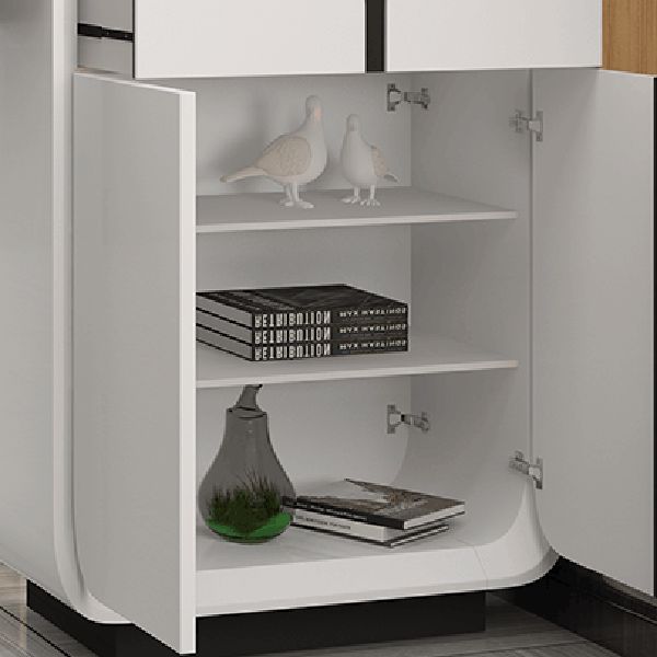 Modern Rectangle Bar Table Wood Table with Wine Cabinet for Living Room