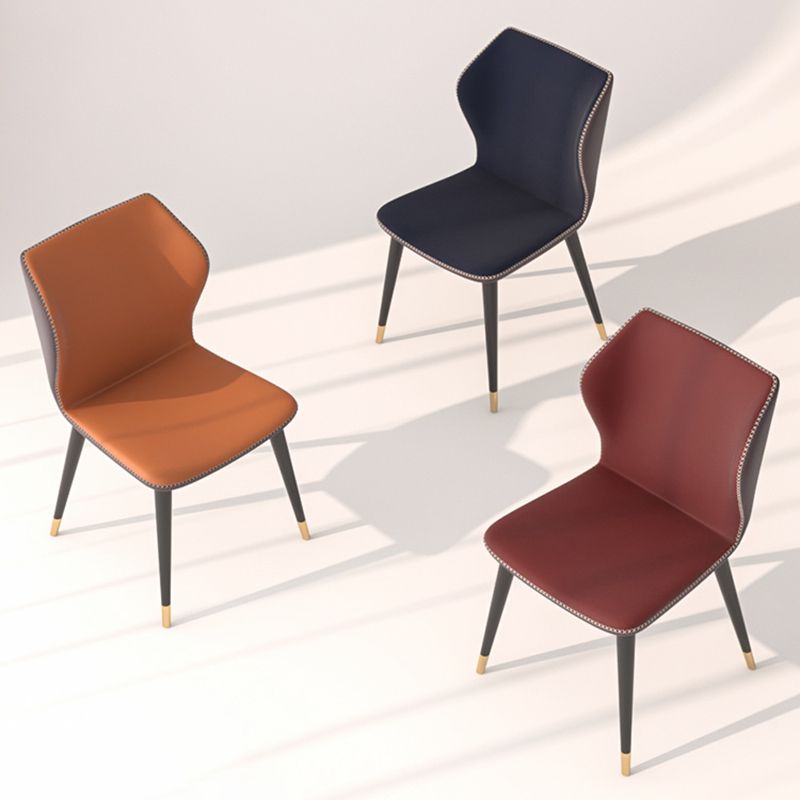 Silla sin brazos de Glam Metal Comedor Wingback Parsons para restaurante