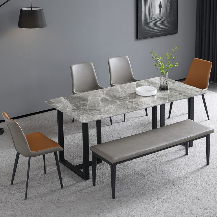 Sintered Stone Dining Table Modern Double Pedestal Table for Home Use