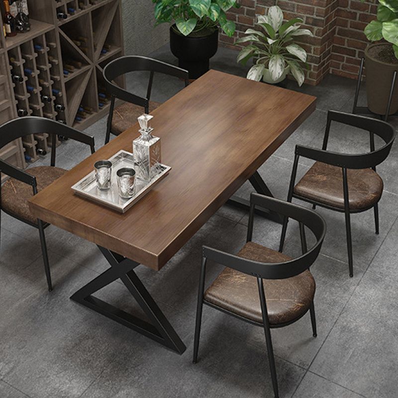 Industrial Dinner Room Dining Table Pine Solid Wood Rectangle Dining Table