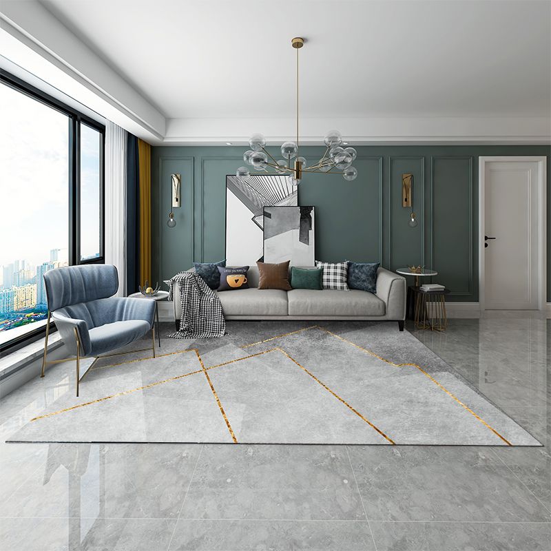 Fancy Grau Area Teppich Geometrisches Muster Polyesterbereich Teppich nicht rutscher Backing Teppich für Wohnkultur