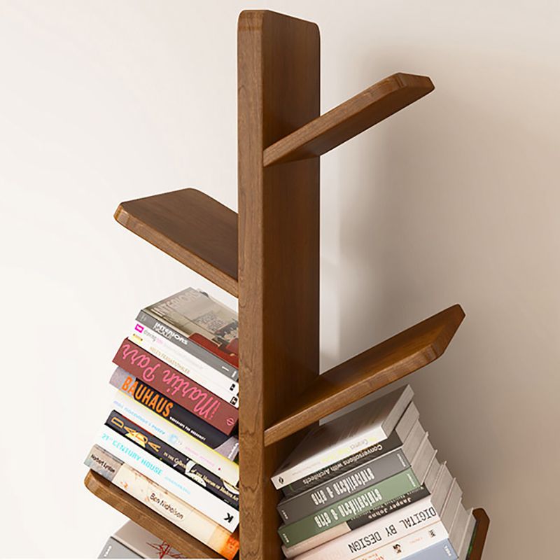 Modern Wood Bookshelf Geometric Vertical Open Shelf Bookcase