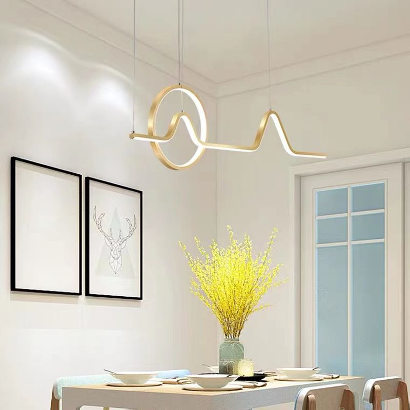 2-Light Modernism Golden/Black Ceiling Light LED Kitchen Island Lighting for Bedroom