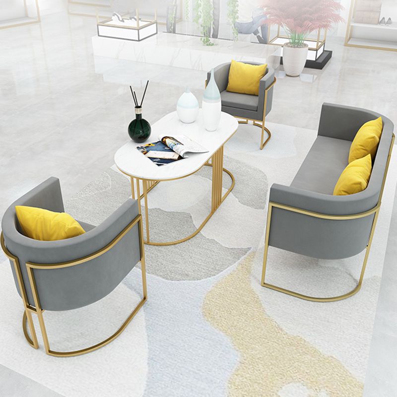 Modern Tuxed Back Sofa with Golden Base and Tight Back for Living Room