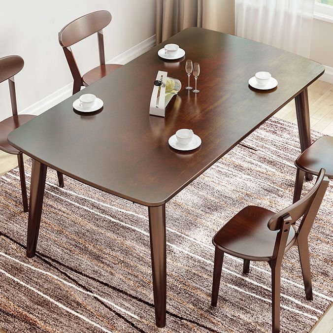Rectangle 4 jambes Table à manger moderne Table brun Table fixe avec bois massif