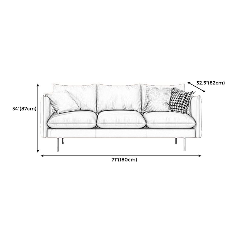 Modern Style Square Armrest Latex Cushions Fill The Grey/brown Sofa