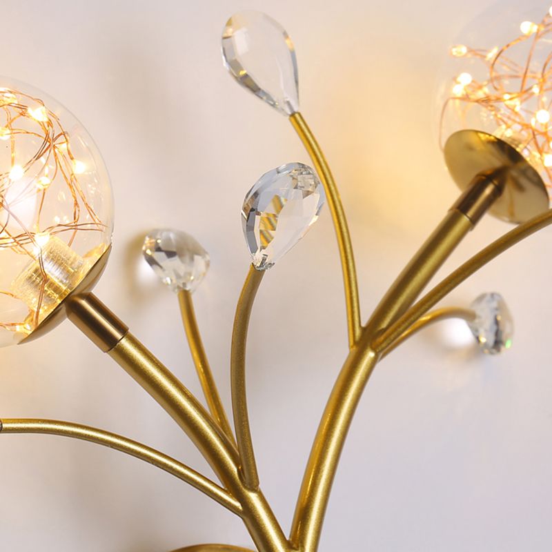 Glass Round Shape Wall Light Modern Style 2-Lights Wall Mounted Light Fixture