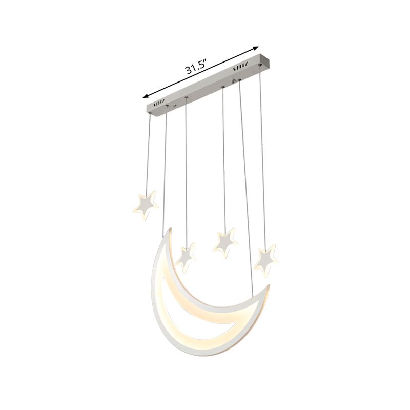 Luz de techo de luna y estrellas LED acrílico moderno 5/9 luces de comedor de comedor colgante sobre mesa con luz cálida/blanca