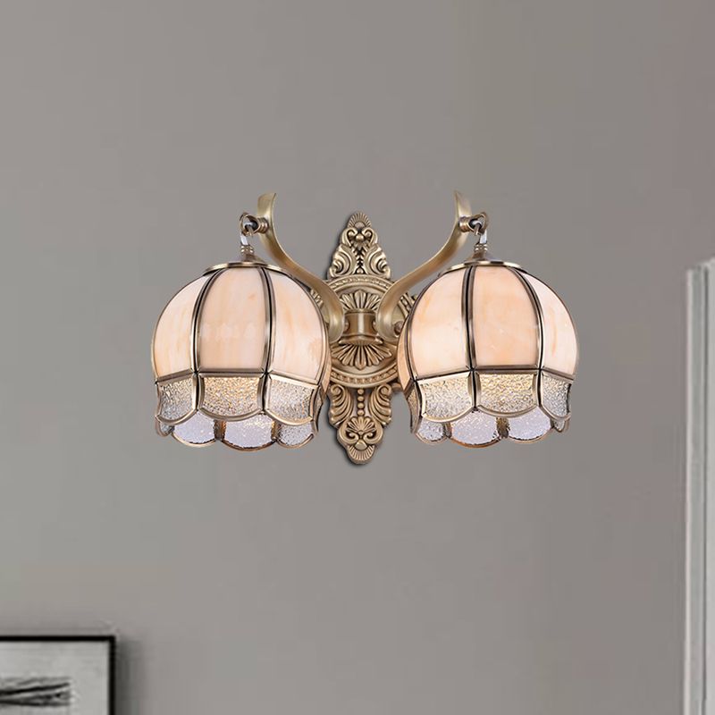 Globe Dining Room Sconce Light Traditionalism Metal 2-Bulb Brass Wall Light Fixture