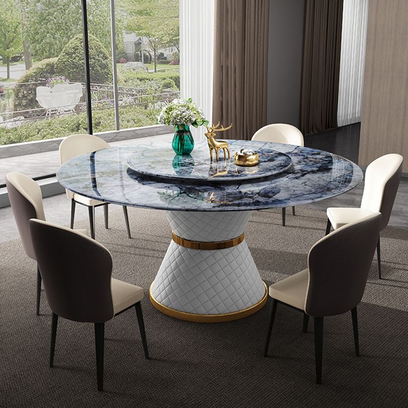 Modern Dining Set 1/7 Pcs Marble Dining Table and Upholstered Chairs