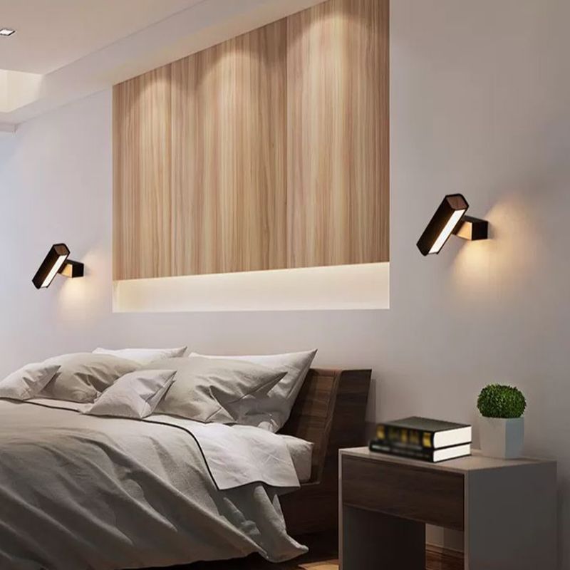Single Light Square Shade Wall Sconce Metal Modern Style Wall Mounted Lighting