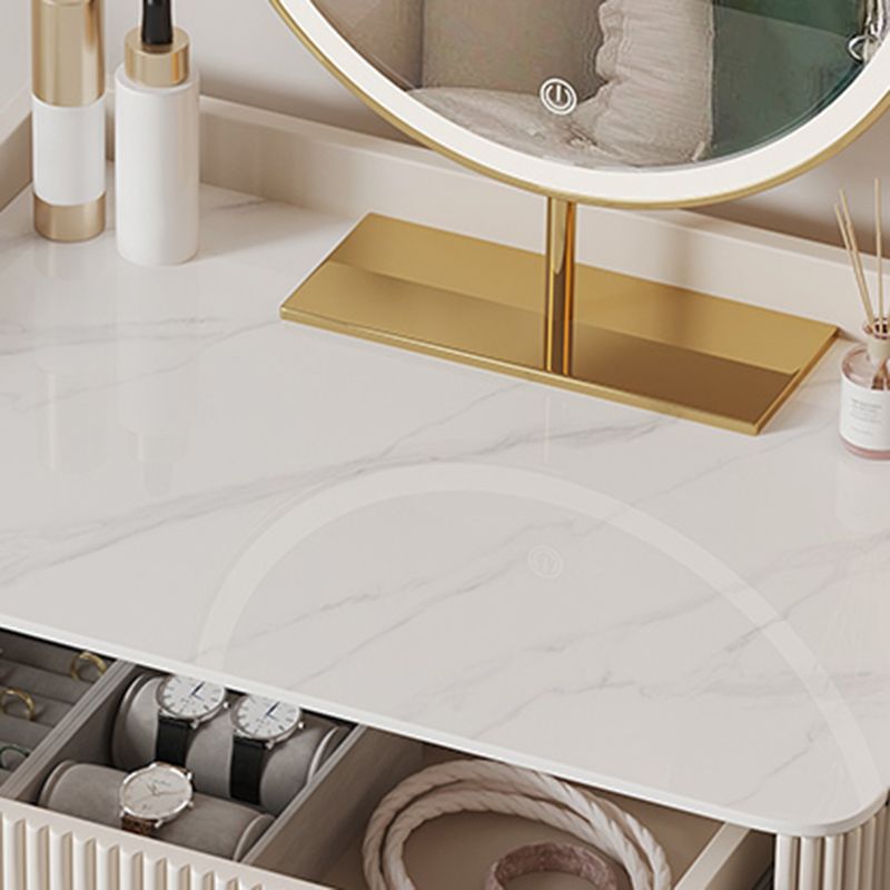 Stool Slate Vanity Table White Vanity Set with Lights Mirror