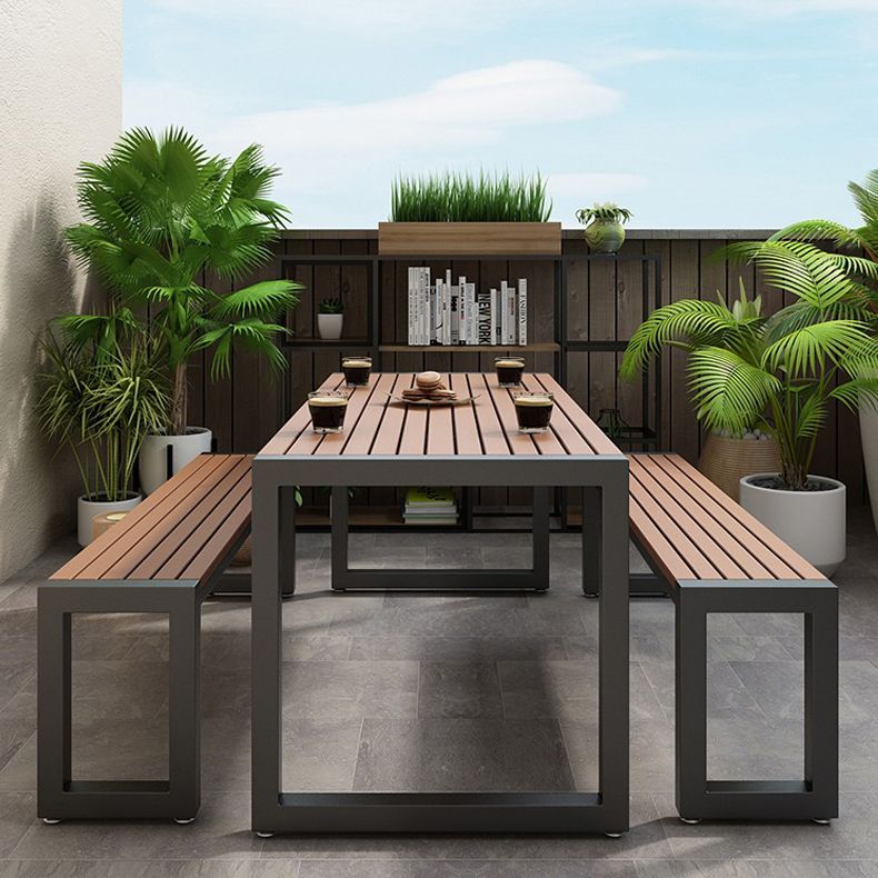 Industrial Brown Wood Dining Table Rectangle Shape Standard Dining Table for Kitchen