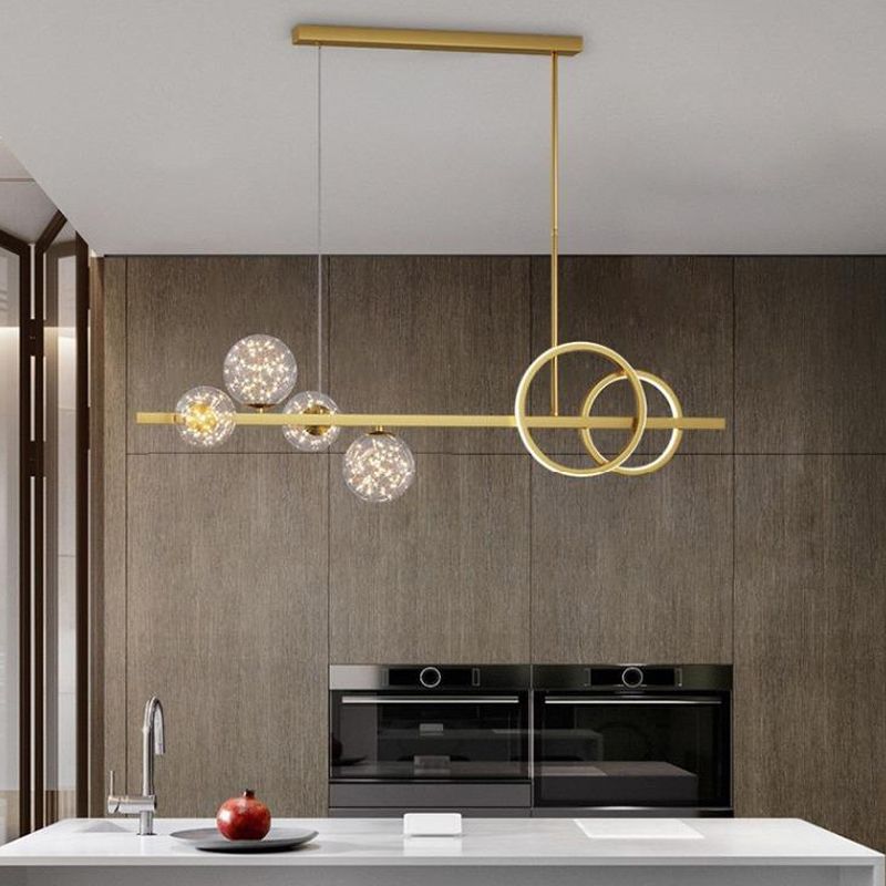 Luces de lámparas de la isla contemporánea Sphere Glass Island Lights para cocina