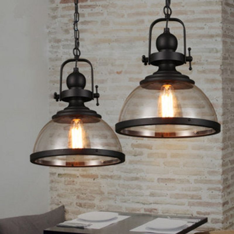 1 Luce a cupola leggera Luce industriale in vetro a sospensione per la caffetteria